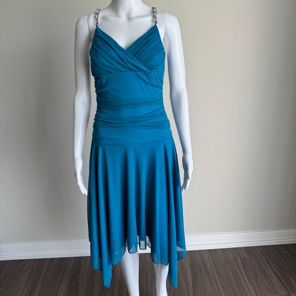 Trixxi Y2K Asymmetrical Fairy Core Dress With Rhinestone Spaghetti Straps Sz M